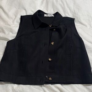 Hevron Black Sleeveless Women's Top